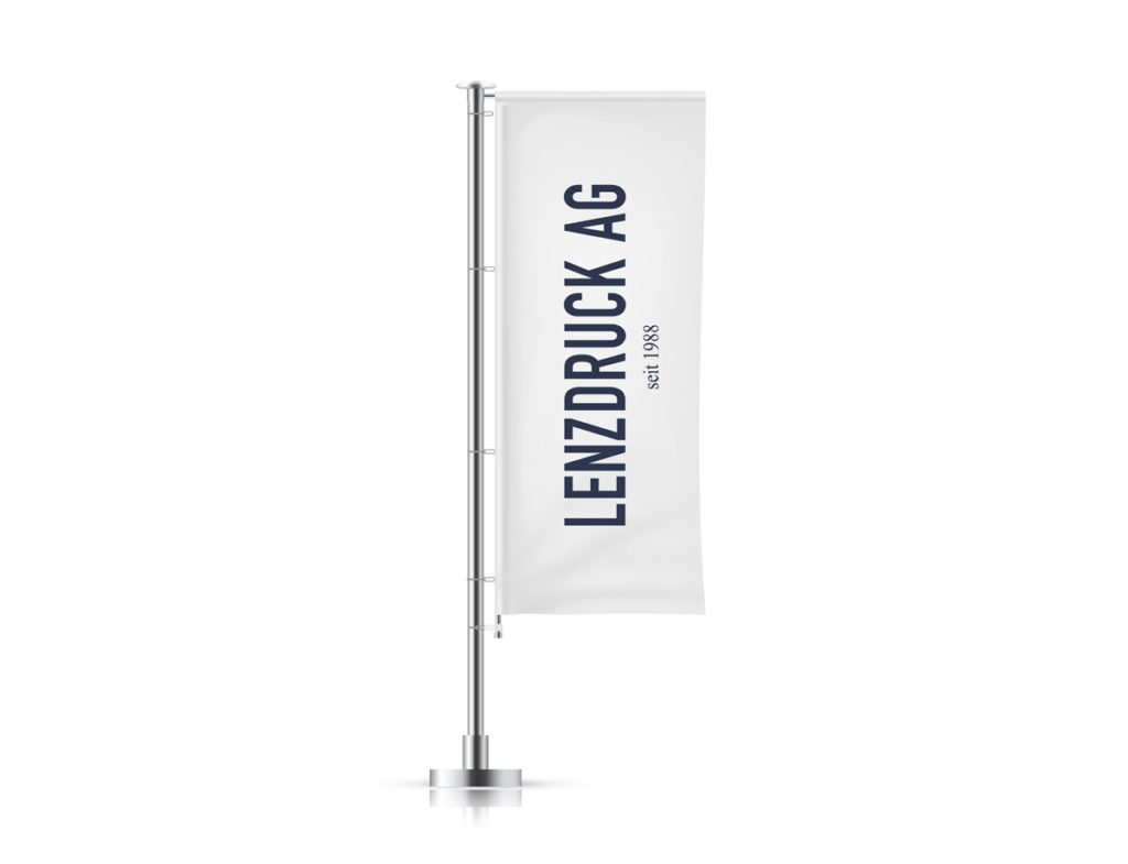 Beachflag mit Ausleger bedruckt mit Firmenlogo