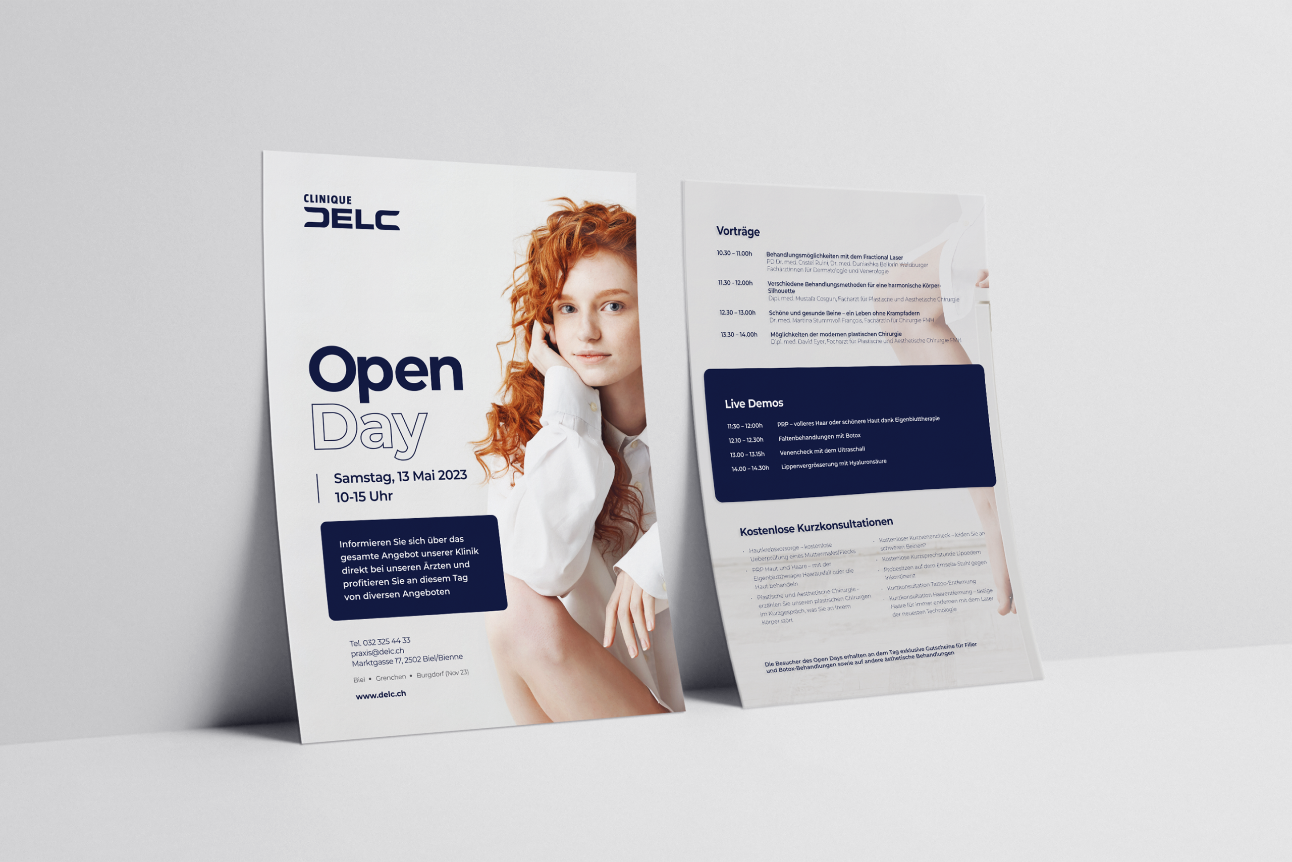 Geschäftsausstattung Flyer Clinique Delc AG - Grafikdesign